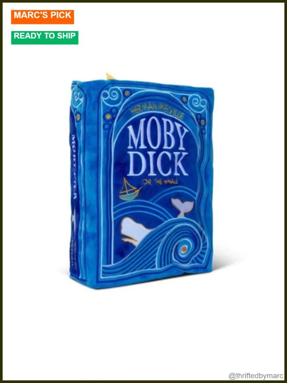 Moby Dick Book Plush Pillow Size Soft Literary Decor Gift for Book Lovers